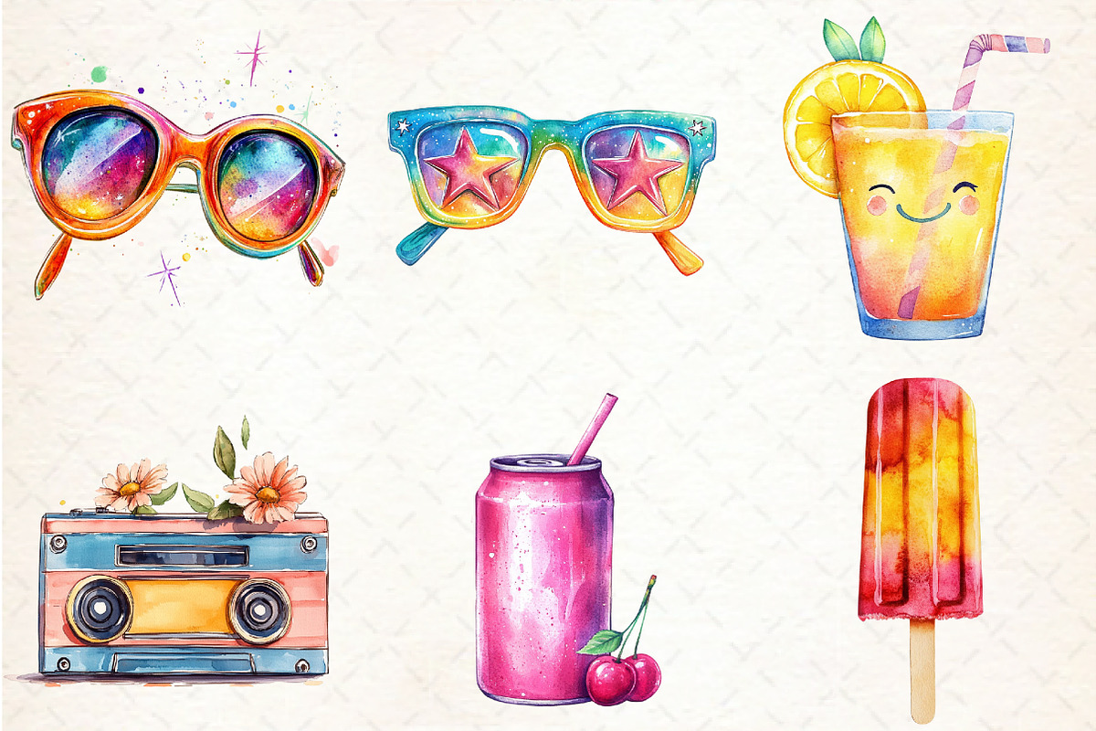 Groovy Summer Clipart, an Illustration by Libby Wishes (Photo 3 of 6)