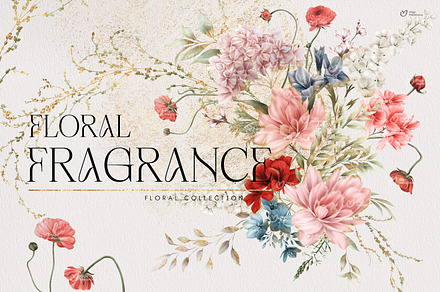 Floral Fragrance, watercolor flowers, a Texture Illustration by ollalya
