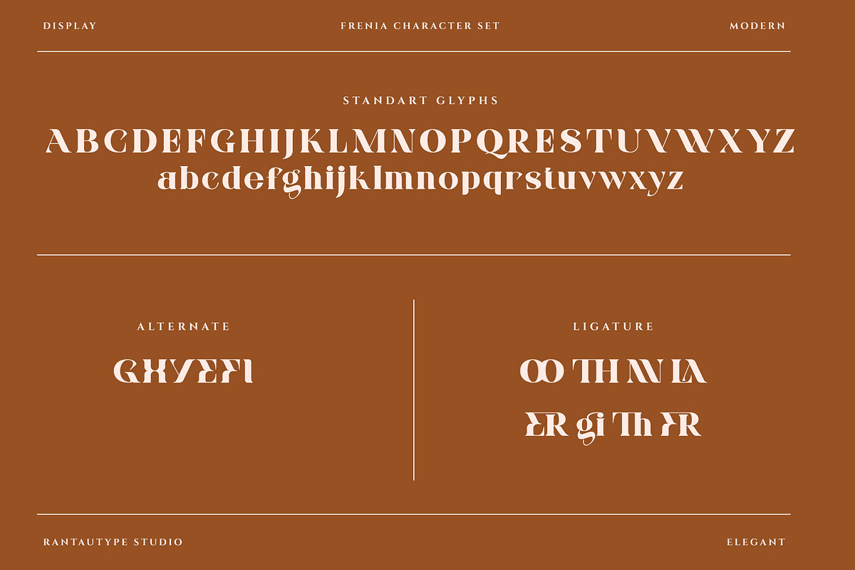 Frenia Modern Serif Typeface, a Serif Font by RantautypeStudio (Photo 14 of 15)