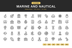 Marine and Nautical Icons, an Icon by Spacepixel Creative