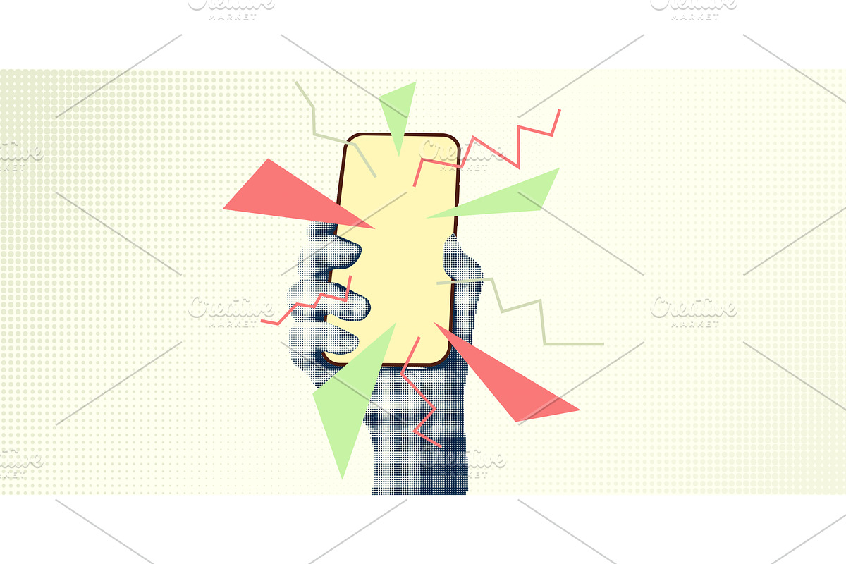Collage with halftone style hands, an Object Illustration by Zimages