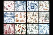 Christmas Toile Seamless Patterns, a Pattern Graphic by Design Market (Thumbnail 2 of 4)