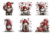 Whimsical Valentine Gnome Clipart, an Illustration by SinaCreation (Thumbnail 2 of 10)