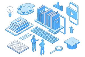 Isometric online education concept, an Education Illustration by Valerie Bodnar