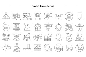 Smart Farm And Agri Tech Icons Set