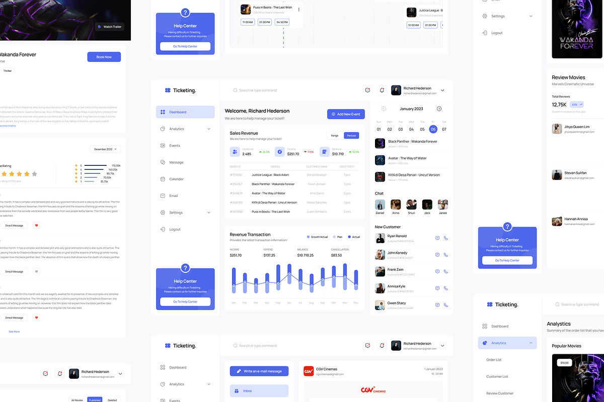 Ticketing - Ticket Booking Dashboard, an UI Kit Template by pickolabstudio (Photo 5 of 6)