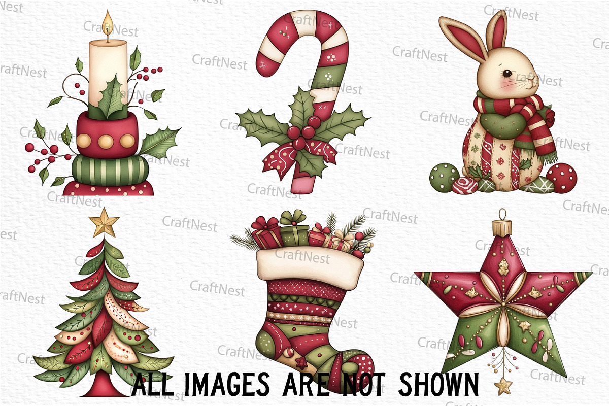 Cute Christmas Clipart Bundle, an Illustration by Craft Nest (Photo 5 of 6)
