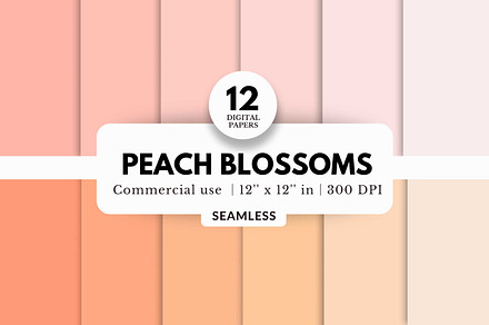 12 Peach Blossoms Digital Papers