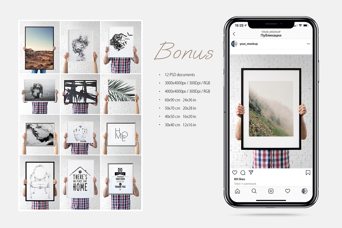 BLACK AND WHITE FRAME MOCKUP, a Product Mockup by Yuri-U (Photo 4 of 10)