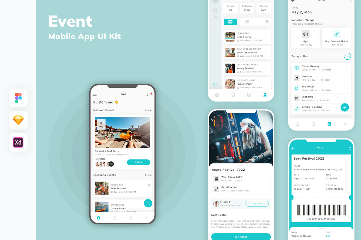 Event Mobile App UI Kit, an UI Kit Template by uicube