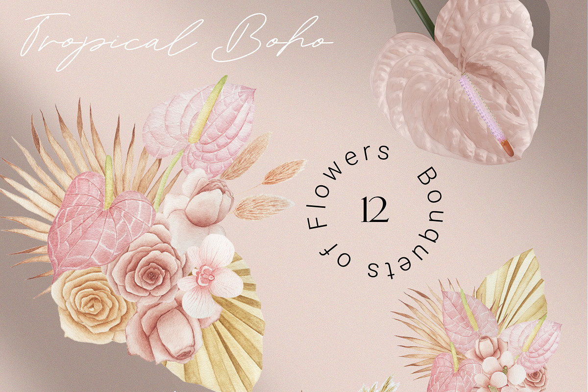 Tropical BOHO Watercolor Collection, a Decorative Illustration by Letters-Shmetters (Photo 2 of 10)