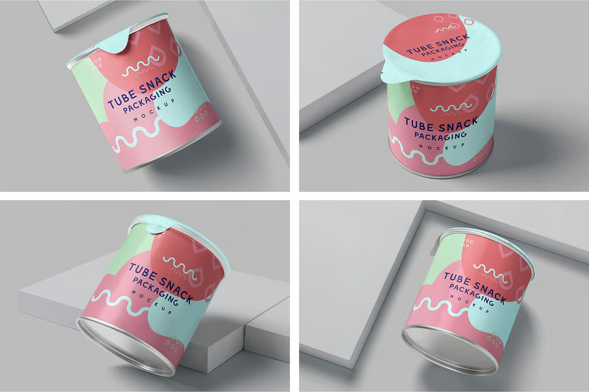Tube Snack Packaging Box Mockups, a Packaging Mockup by megostudi0 (Photo 1 of 6)