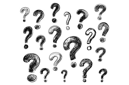 Sketch question marks. Isolated, an Illustration by Valerie Bodnar