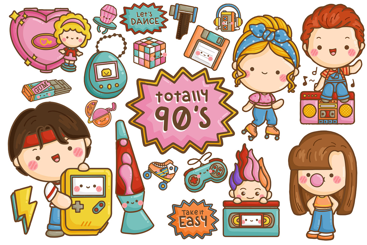 90s Kids Pop Culture Clipart, a Person Illustration by Inkley Studio (Photo 1 of 2)