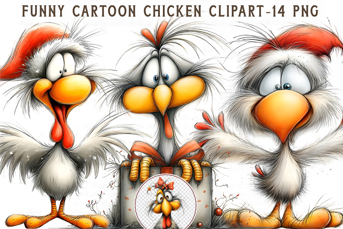 Funny Cartoon Chicken Clipart, an Illustration by Libby Wishes (Photo 1 of 7)
