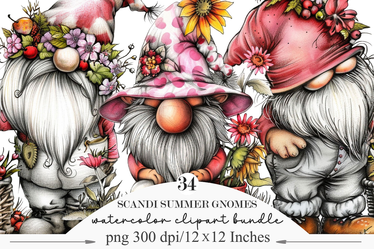Scandi Summer Gnomes Clipart, an Illustration by Designking (Photo 1 of 5)
