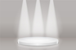 White illuminated empty podium space