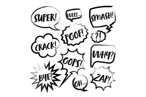 Grunge comic speech bubbles with, an Object Illustration by 32pixels