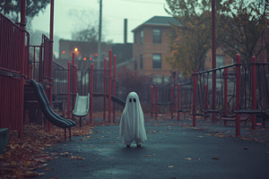 Mysterious figure in ghost costume s, a Photo by Tanuart