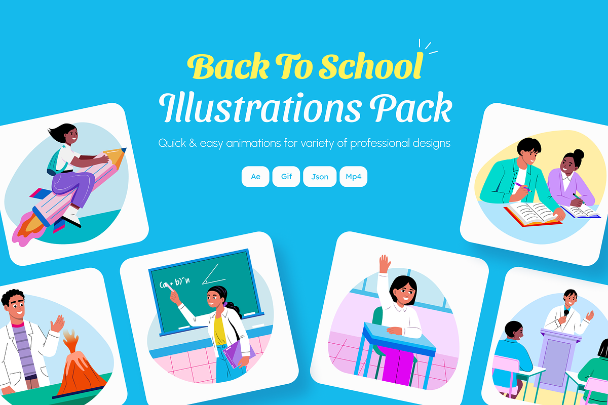 Animated Back To School Illustration, an Education Illustration by Brickclay (Photo 1 of 5)