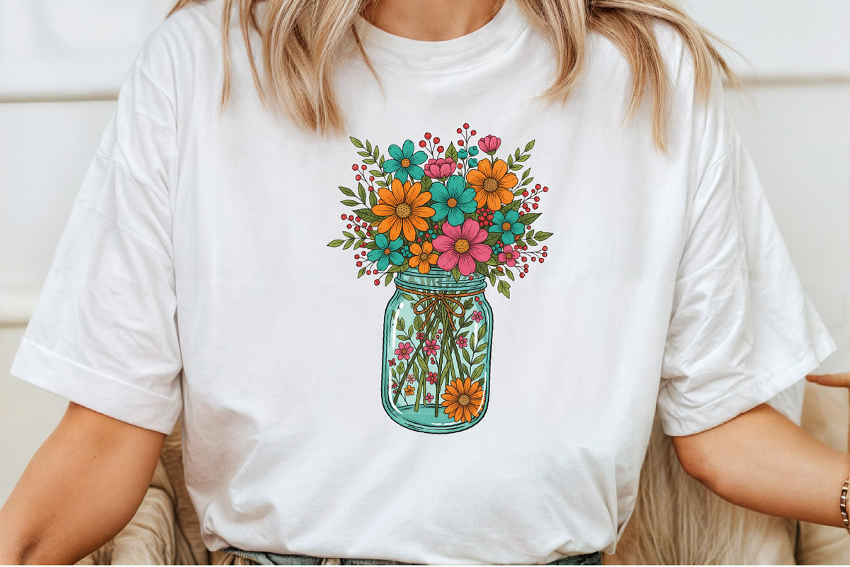 Mason Jar Floral Bouquet PNG, an Illustration by Craft Nest (Photo 5 of 6)