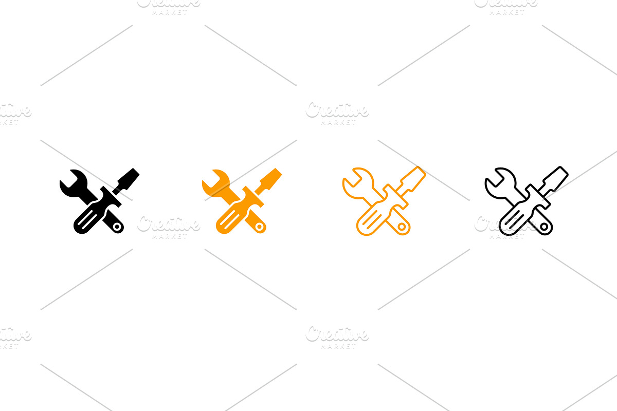 Diverse wrench and screwdriver icon, an Object Illustration by skripnikbb