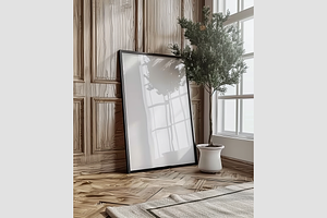 Close-up Frame Mockup in Interior, an Architecture Photo by GFXCity