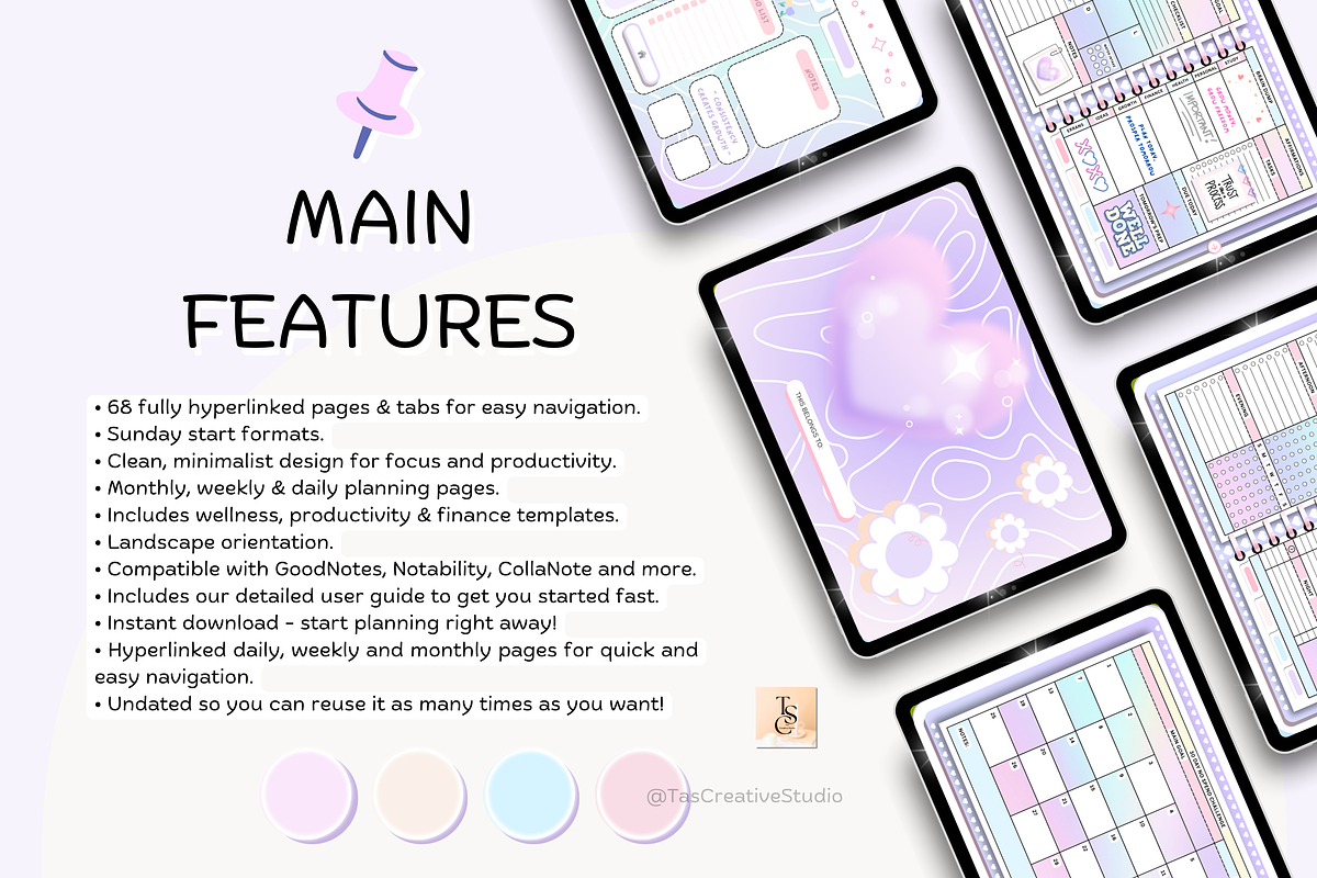 ADHD Purple Pastel Digital Planner preview 3