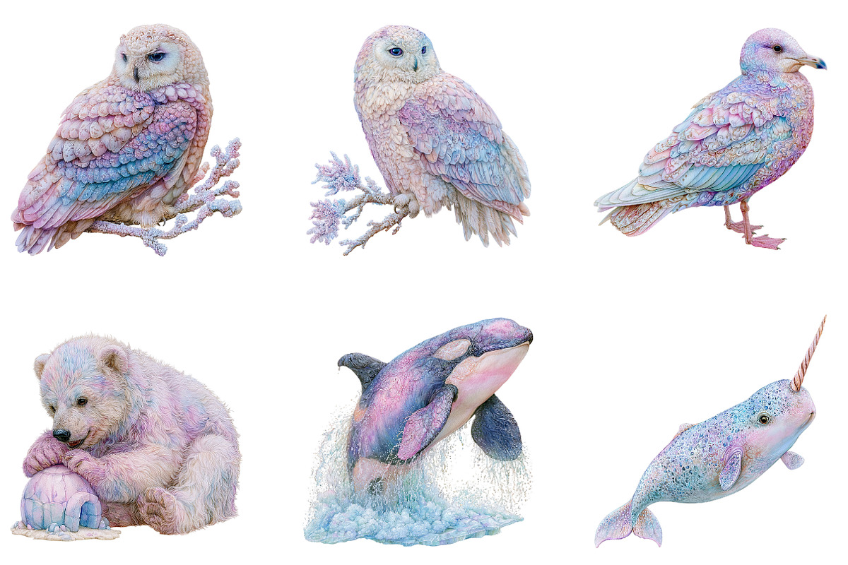 Watercolor Arctic Animals Clipart, a Seasonal Illustration by CreationArt (Photo 2 of 5)