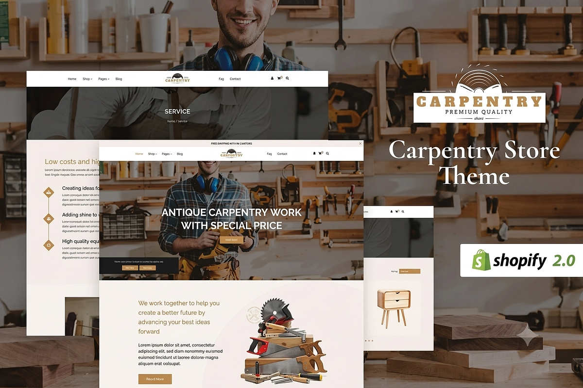 Carpentry Wooden Furniture Shopify, a Shopify Template by ThemesRain (Photo 2 of 3)