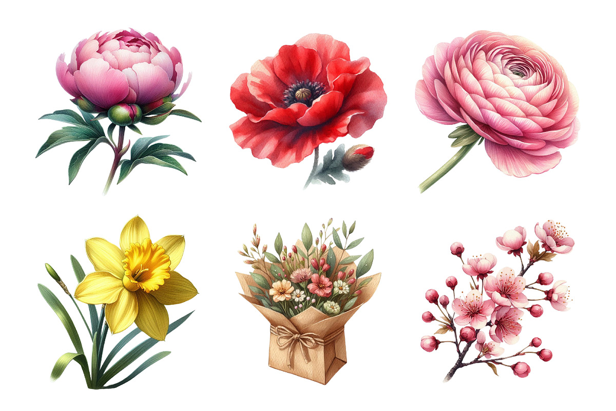 Spring Flower Bundle Clipart, an Illustration by Daily.Designs (Photo 3 of 5)