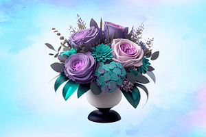 Purple And Turquoise Bouquets PNG