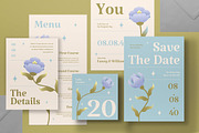 Blue Floral Wedding Set, an Invitation Template by graphicook (Thumbnail 2 of 3)