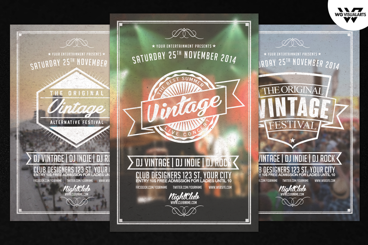 Vintage Retro Flyer Template Vol.2, a Flyer Template by WG DESIGN