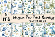 Cute Dinosaur Paw Print Seamless, a Seasonal Illustration by Daily.Designs (Thumbnail 1 of 3)