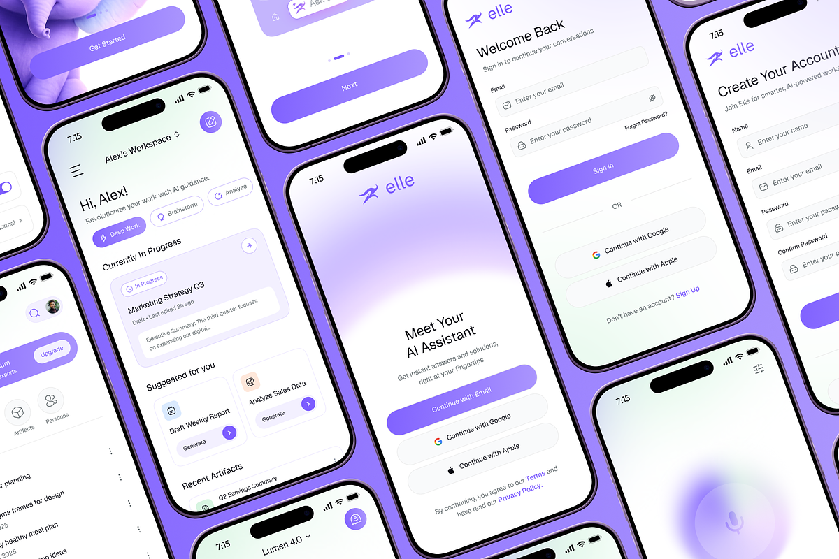 Elle AI Chat App UI Kit - Figma, an UI Kit Template by Brickclay (Photo 7 of 14)