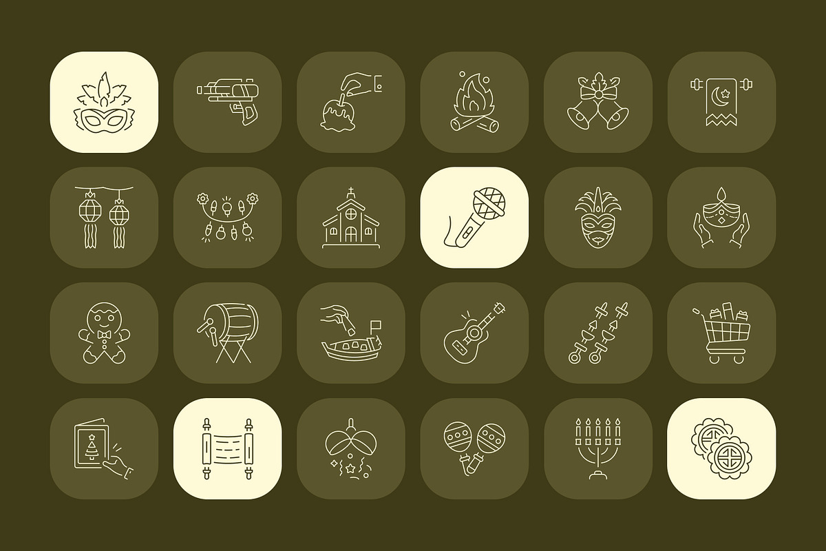 Festival Icon Art Set, an Outline Icon by Prosymbols (Photo 6 of 7)