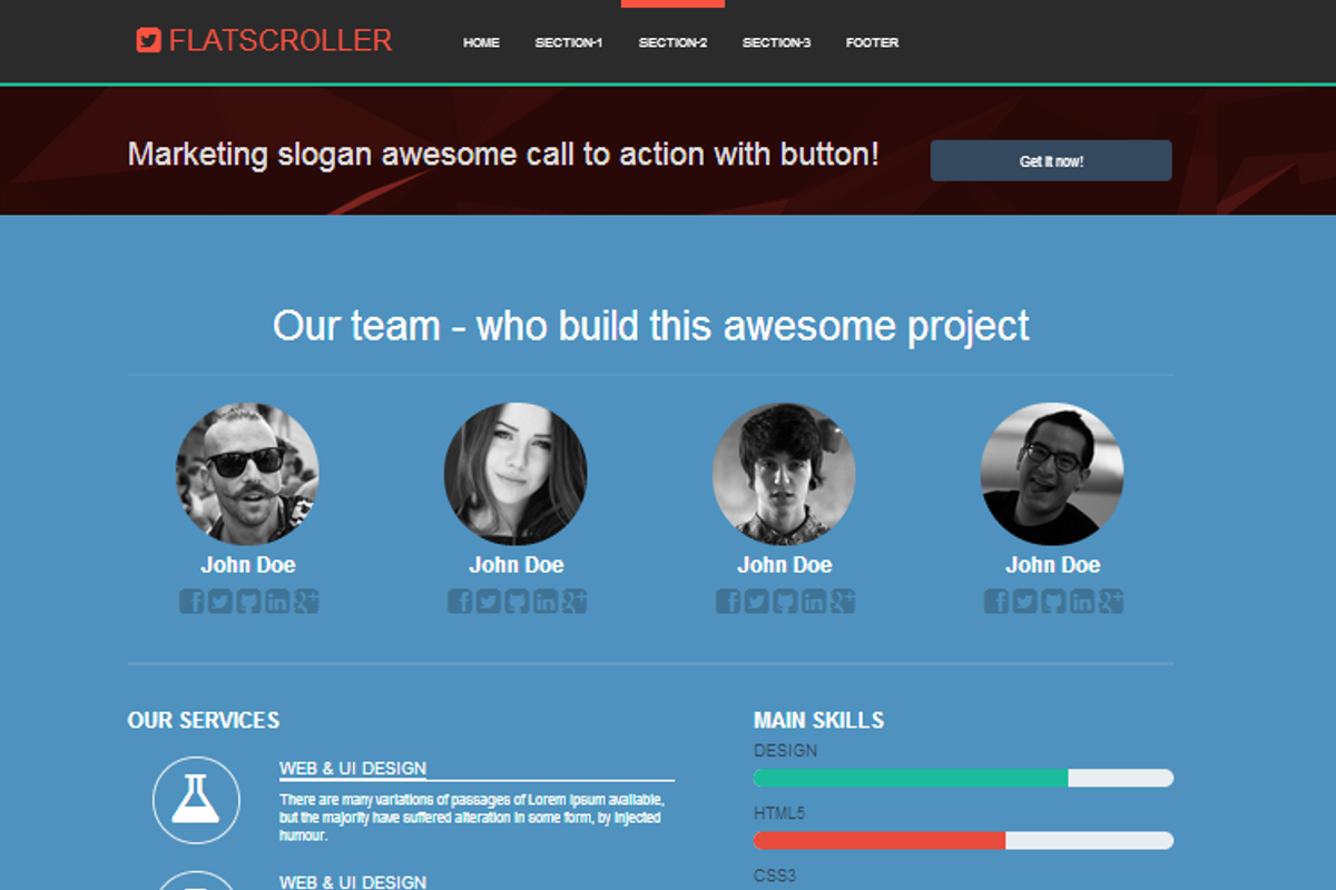 FLATSCROLLER Bootstrap 3.0. landing, a Landing Page Template by Bootstraptor (Photo 3 of 5)