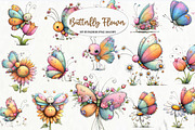 Cartoon Butterfly Flower Clipart, an Illustration by Watercolor design (Thumbnail 8 of 8)