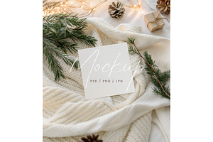 Winter Square Card Mockup Gift, a Product Mockup by TatiMockup