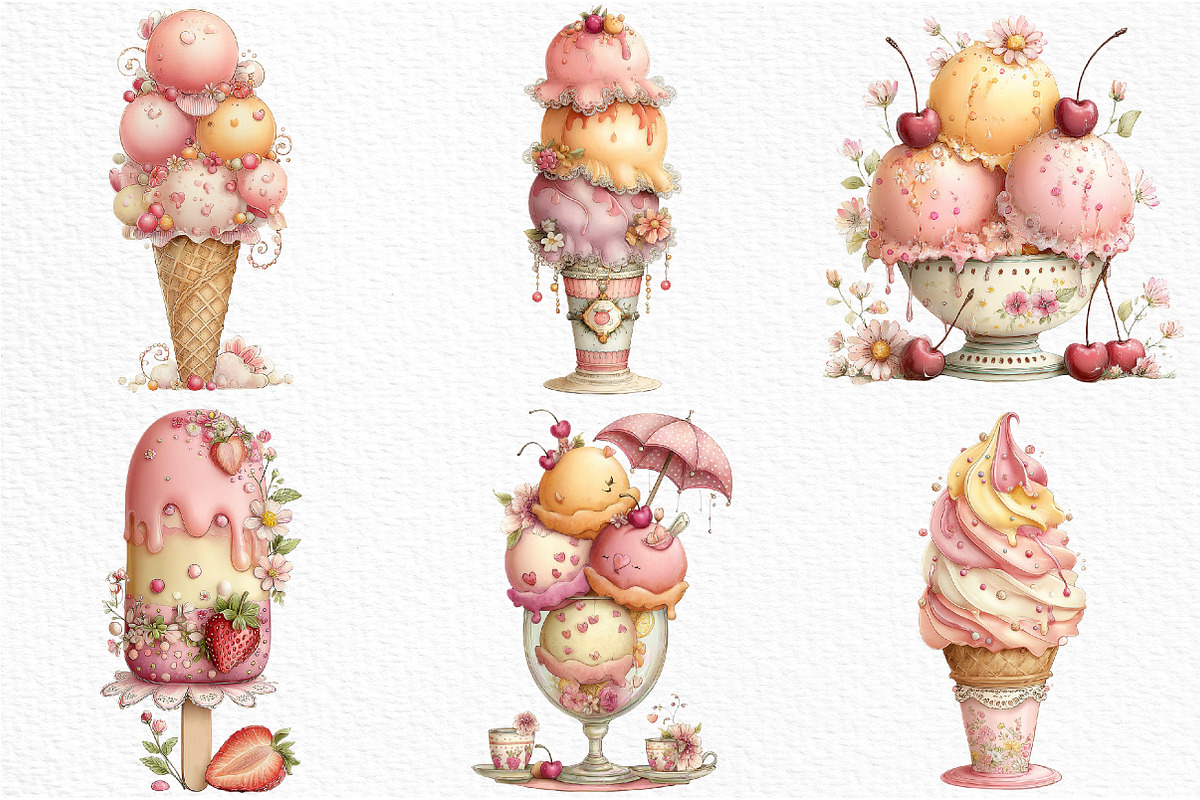 Summer Treats Ice Cream Clipart, an Illustration by Craft Nest (Photo 6 of 12)