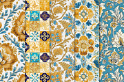 Mustard & Blue Floral Patterns, a Pattern Graphic by Maishop (Thumbnail 2 of 4)