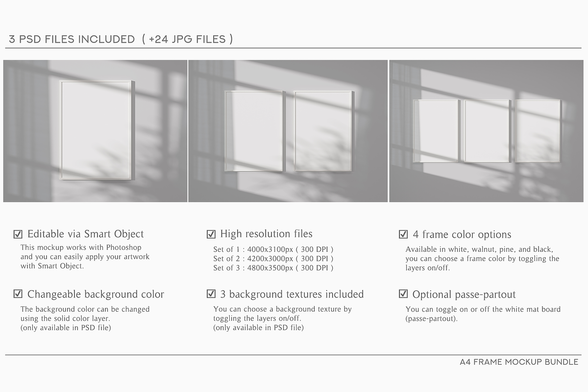 A4 Frame Mockup Bundle, a Household Mockup by Lelu Art Design (Photo 5 of 11)