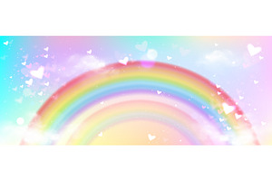 Rainbow arch with heart sparkles, an Illustration by art PVP - market