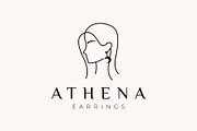 Woman Face Earrings Line Art Logo, a Branding & Logo Template by ika trisiana (Thumbnail 1 of 2)