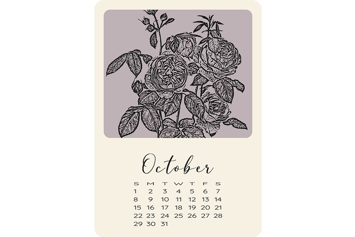 Calendar with monochrome flowers, a Stationery Template by NatalyN (Photo 11 of 13)