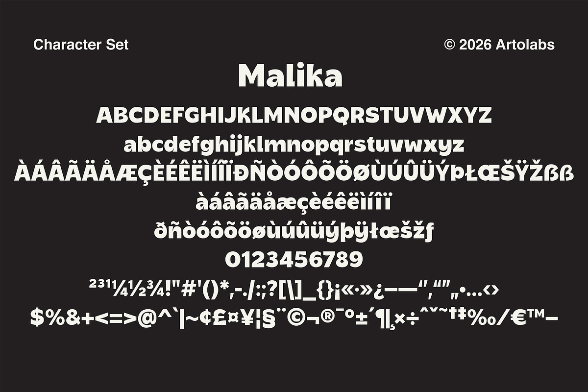 Malika | Warm & Bold Sans Serif Font, a Sans Serif Font by Artolabs (Photo 5 of 8)