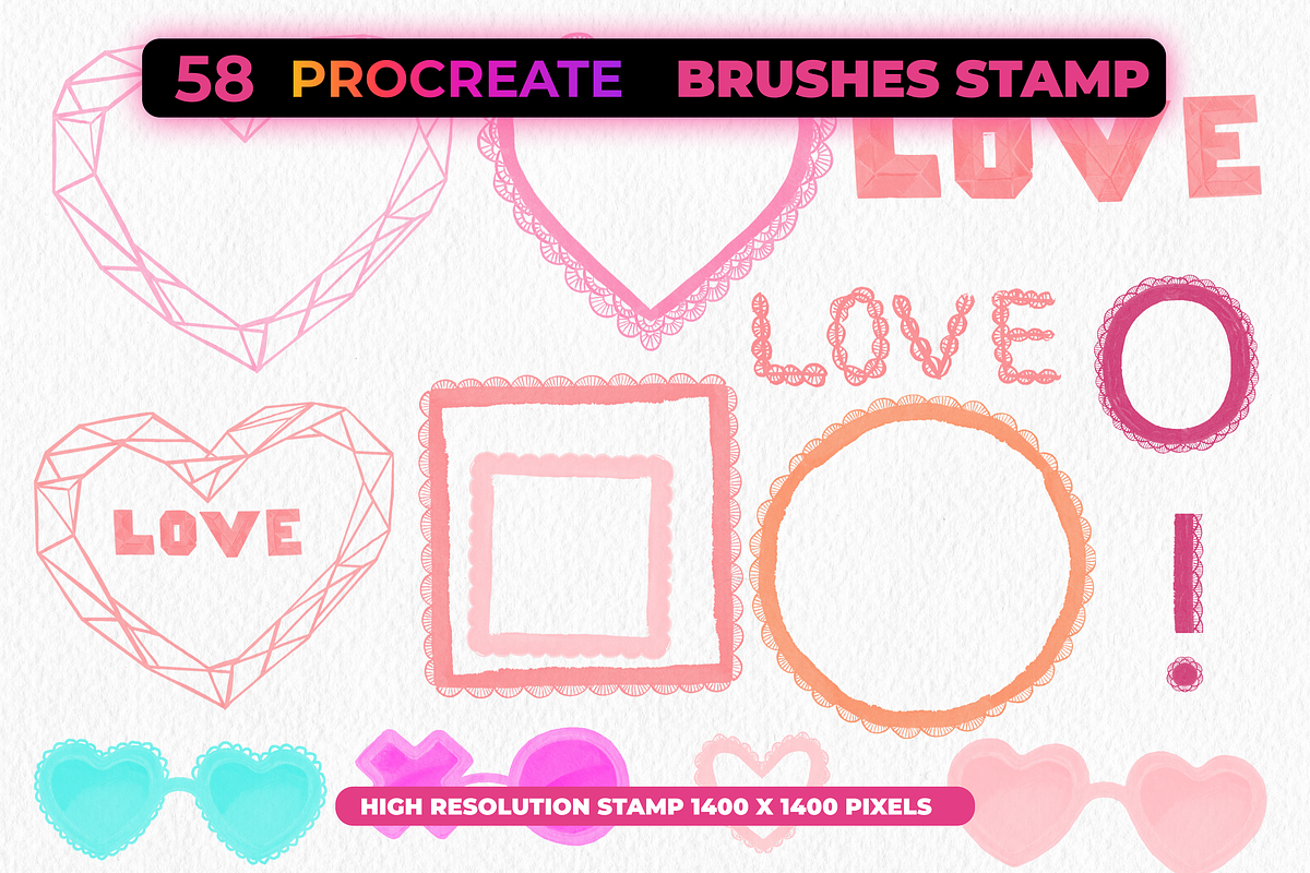 85 Romantic Brush Stamps Procreate, a Brush Add-On by Graphics Resources (Photo 7 of 11)
