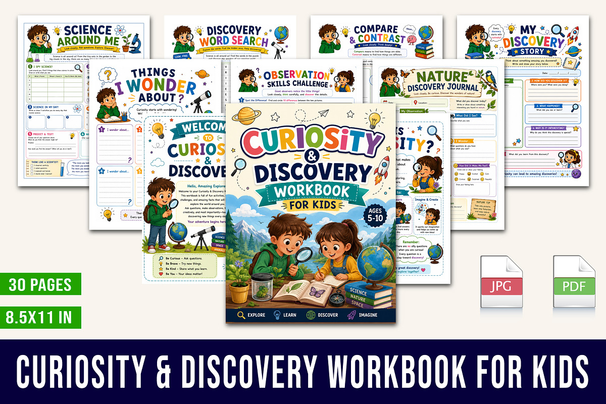 Curiosity & Discovery Workbook, a Stationery Template by Designmela01 (Photo 1 of 5)
