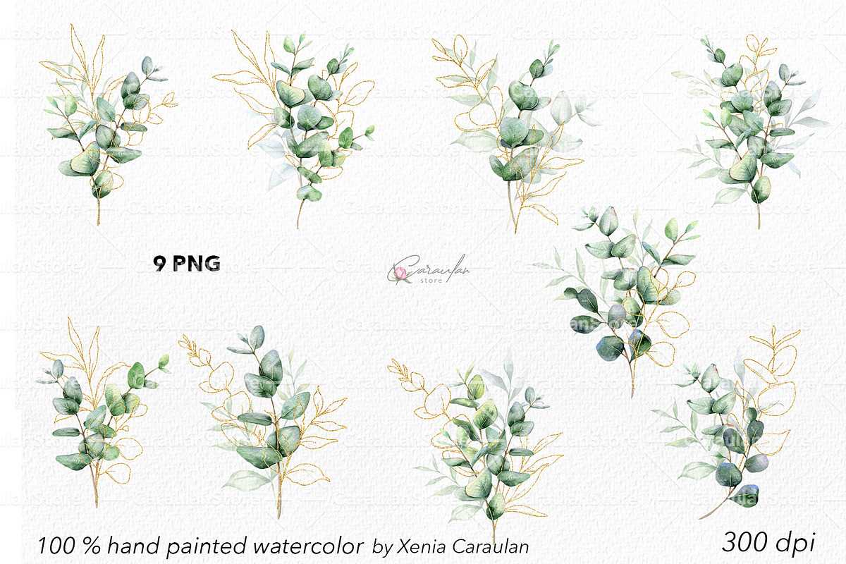 Eucalyptus Watercolor, an Object Illustration by CaraulanStore (Photo 6 of 19)